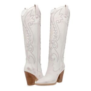 Steve Madden Women's Lashes Western Boot Distress White